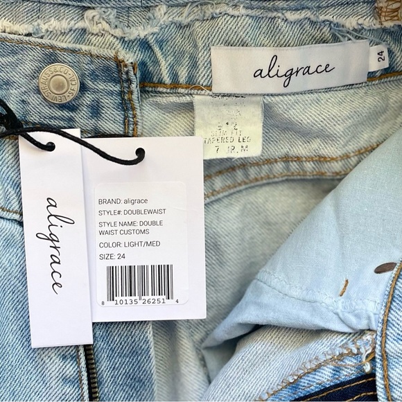 Aligrace Double Waisted Customs Jeans High Rise 90s Light Medium Wash 24 NWT - Picture 8 of 8